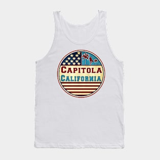 Surfing Capitola California Ocean Surf Palms Surfer Tank Top